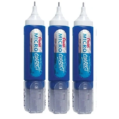 Image of Pentel Pen (ZL31) Micro Correct Correction White Fluid Tipp Ex Out Orginal Metal Tip 12ml (Pack Of 3)