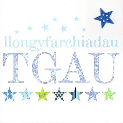 Image of Claire Giles Sherbet Sundaes Welsh Llongyfarchiadau Tgau/GCSE Congratulations Card Blue