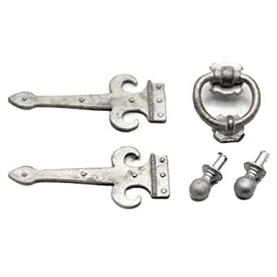 Image of Dolls House Non Working Metal Hinges Knocker Knobs Miniature Door Furniture 1:12