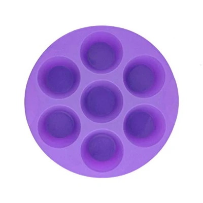 Image of Selecto Bake 7 Cup Silicone Bun/Muffin Tray Non Stick Tin Baking Pudding Mold (Purple)