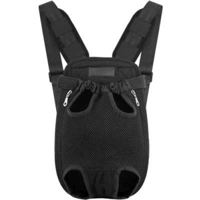 Image of Pet Carrier Backpack Adjustable Front Cat Dog Wide Straps Travel Bag Legs Out Easy Fit For Traveling Hiking Camping (Black, L)