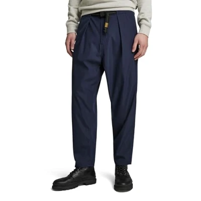 Image of G STAR RAW Men&#039;s Pleated Chino Belt Relaxed, Blue (salute D24303 D517 C742), 30W / 34L