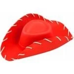 Image of HENBRANDT 1 x Children’s Red Cowboy Hat One Size EVA Foam Wild West with Wide Brim and White Stitches Toy Book Day Halloween Fancy Dress Accessories for Kids