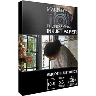 Image of Marrutt 250gsm Smooth Lustre Double Sided Inkjet Photo Paper: 10&quot; x 8&quot; 25 Sheets