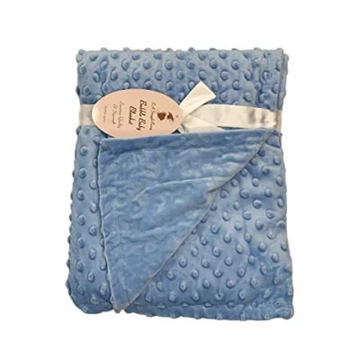 Image of Newborn Soft Bubble Baby Blanket with Fleece Back for Crib Pram Boys Girls Infant Cot Bed Swaddle Shawl Wrap Toddler Snuggle E&amp;A Distribution Limited (Blue)