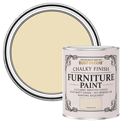 Image of Rust Oleum AMZ0014 Chalky Finish Furniture Paint Clotted Cream 750ml