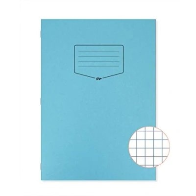 Image of Silvine Tough Shell A4 Exercise Book, 80 Pages 7mm Squares, Blue Laminated Cover [Pack of 50]