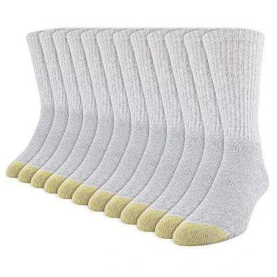 Image of Gold Toe Men&#039;s 656s Cotton Crew Athletic Socks, Multipairs, Grey Heather (12 Pairs), Large (Pack of 12)