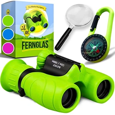 Image of Binoculars for Kids Perfect Toy Little Boys and Girls Extensive Set Incl. Magnifying Glass &amp; Compass Powerful Magnification 8X21 3 to 12 Year Old toddler