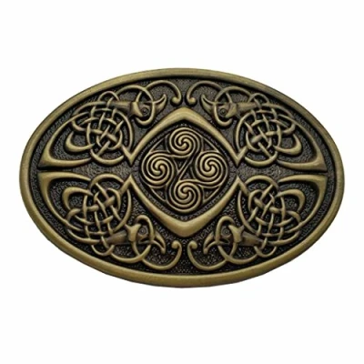 Image of Xwest Celtic Knot Oval Belt Buckle, Zinc Alloy, Bronze, 1.5 inch, Finished, Snap, Adult