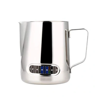 Image of L BEANS Stainless Steel Coffee Milk Frothing Pitcher with Thermometer,600ml