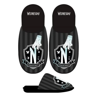 Image of CERDÁ LIFE&#039;S LITTLE MOMENTS Unisex Zapatillas de Casa Abierta Wednesday Slipper, Black/White, 6.5 UK