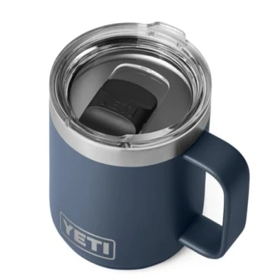 Image of YETI Rambler Mug, Vacuum Insulated Stainless Steel Stackable Mug with Magslider Lid, Navy, 10 oz (296 ml)