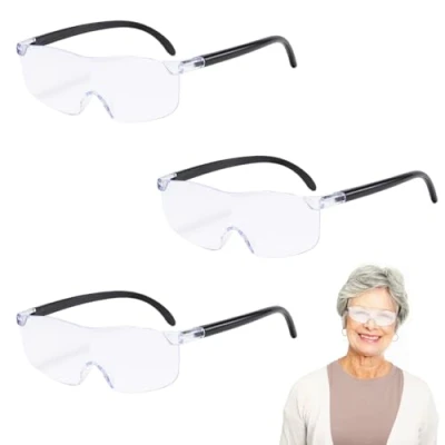Image of 3 Pairs 300% Magnifying Glasses,3X Magnify Vision Glasses,Hands Free Eyeglasses for Reading/Crafts/Jewellers/Hobbies and Close Work(Non Lighted Magnifier）