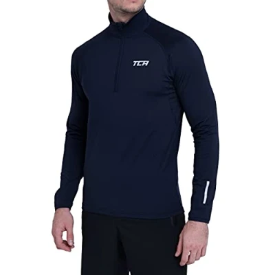 Image of TCA Men&#039;s Winter Run Half Zip Long Sleeve Running ReflectiveTraining Workout Outdoor Athletic Top Night Sky, L
