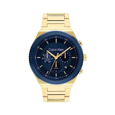 Image of Calvin Klein Analogue Multifunction Quartz Watch for Men with Gold Colored Stainless Steel Bracelet 25200302