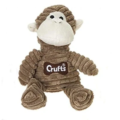 Image of HomestreetUK Crufts Cute and Soft Cord Toy Crufts® Corduroy Squeaky Animal Shaped Chew for Pets 3 Animals Frog, Hippo or Monkey Squishy with Squeaker