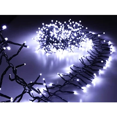 Image of Christmas Concepts® 500 6M/20FT White LED Cluster Lights With 8 Function Controller Indoor/Outdoor Energy Efficient A++