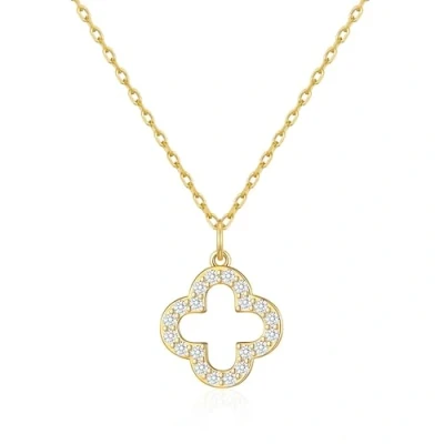 Image of Philip Jones Gold Plated Clover Necklace Created with Zircondia® Crystals