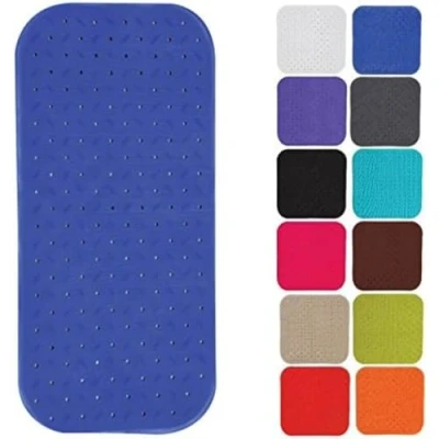 Image of MSV Premium Shower Mat Bath Antibacterial Non Slip with Suction Cups Blue Smells of Roses Approx. 36 x 97 cm Washable at 60 C