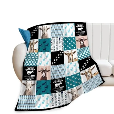 Image of Goat Blanket Super Soft Warm Animal Throw Gift for Women Girls Cozy Plush Fluffy Sheep Lightweight Fleece Flannel Gifts Blankets Kids Adults 50&quot;X40&quot;