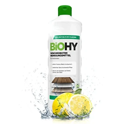 Image of BiOHY Wiping Robot Cleaning Agent (1l Bottle) Floor Cleaner for Wooden Floors Such as parquet &amp; Laminate Streak Free Shine on Oiled Wood Concentrate with Fresh Fragrance (Wischroboter Holz)