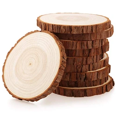 Image of Fuyit Wood Slices 10 Pcs 12 13cm NO Hole Natural Unfinished Log Wooden Circles for Art Creation DIY Crafts Wedding Decorations Christmas Ornaments