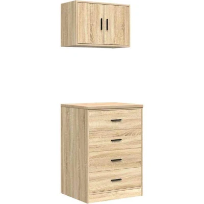 Image of vidaXL Garage Cabinets 2 pcs Sonoma Oak Engineered Wood