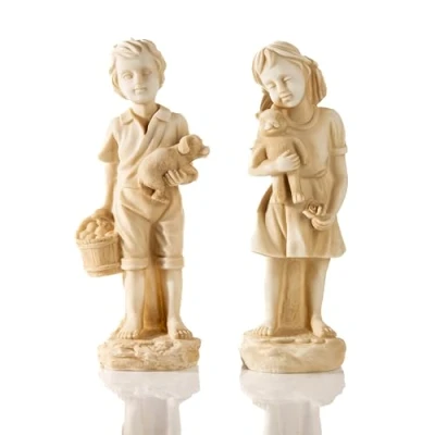 Image of Garden Mile Set of Kids Resin Ornaments Outdoor Decorations Housewarming Gift Patio Deck Plants Hedge Lawn Durable Stone Effect Ornament House AND Home Decor (BEAR DOG)