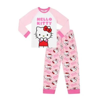 Image of Hello Kitty Womens Ladies Long Pyjama Set (22 24) Pink