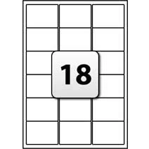 Image of indigo® Multipurpose White A4 Labels 100 Sheets Per Box Inkjet, Laser, and Copier (18 Label Sheet (63.5 x 46.6mm))