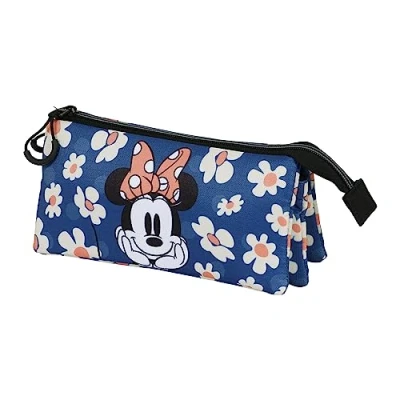 Image of Disney Minnie Mouse Happy Field ECO Triple Pencil Case, Dark Blue, 23 x 11 cm