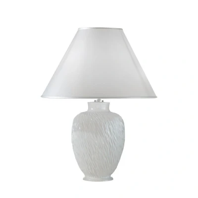 Image of Chiara Lifestyle Fabric Tapered Shade Table Light White, 1x E27