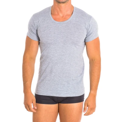 Image of Kisses&amp;Love Mens Short Sleeve Cotton Undershirt Q EN1002 Grey Size 2XL