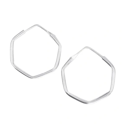 Image of Silverly Sterling Silver Hexagon Sleeper Hoops 925 Sleepers for Women Minimalist Hoop Earrings Elegant Jewellery Simple Thin Tube Design