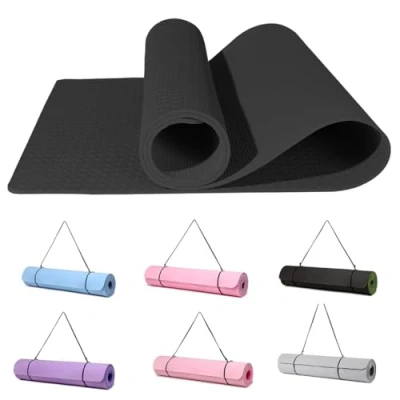 Image of Good Nite Yoga Mat Exercise Fitness Extra Thick Non Slip Training Mats for Sports Pilates Gym Floor Resistance with Carrying Strap