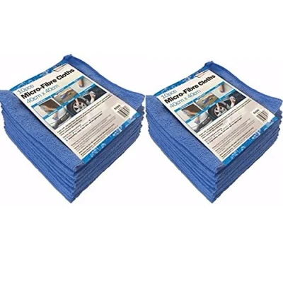 Image of Streetwize Super Soft &amp; Ultra Fine Microfibre Cleaning Cloths for Car Polishing, Washing, Waxing and Home Dusting Blue (Pack of 20)
