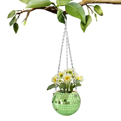 Image of SYNYEY Disco Ball Pot Flower 6 inch Air Plant Hanger Indoor Hanging Flowers Planter For Container Gardening
