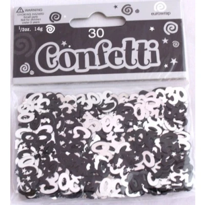 Image of 30th Birthday Black and Silver Confetti Table Dec