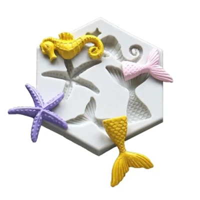 Image of NIXNUT Fondant Cake Chocolate Mould Silicone Cookie Candy Baking DIY Kitchen Tool Party Decorating Marine Animal Starfish Seahorse Pattern