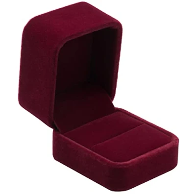 Image of POKOFO Classic Velvet Engagement Ring Box Earring Jewelry Case Gift (Red)