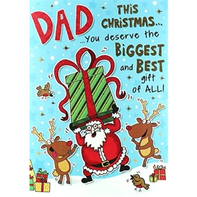 Image of Piccadilly Greetings Whimsical Christmas Card Dad 10 x 7 inches