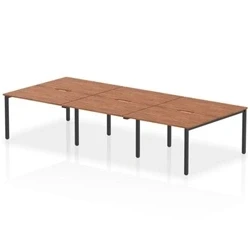 Image of Evolve Plus 1200mm B2B 6 Person Bench Desk Walnut Top Black Frame