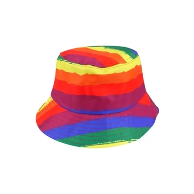 Image of HENBRANDT Adult Rainbow Pride Bucket Hat Party Accessories Fishing Wide Brimmed Outdoor Beach Sun for Men and Women