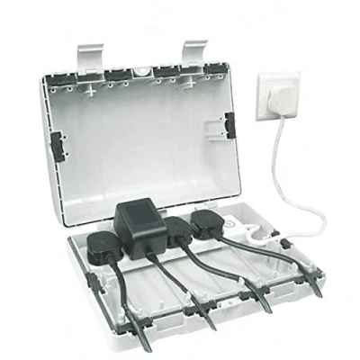 Image of K M Electronics® Outdoor Heavy Duty Weatherproof 13A 13 AMP 4 Gang 5M Socket Junction Box IP64