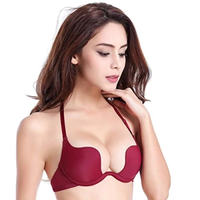 Image of Nature Women&#039;s Essentials Deep U Multi Way Push Up Plunge Bra (Red 38B)