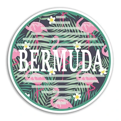 Image of 2 x 10cm Bermuda Vinyl Stickers Tropical Travel Sticker Laptop Luggage #18961 (10cm Wide)