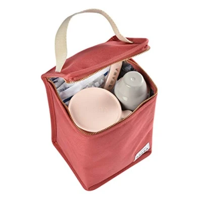 Image of BÉABA Insulated Baby Meal Pouch Large Capacity Thermal Bottle Storage Bag for carrying full meals Foldable Soft Waterproof Material Terracota