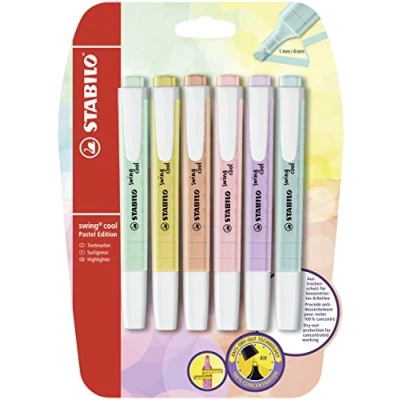 Image of Highlighter STABILO swing cool Pastel Pack of 6 Assorted Colours
