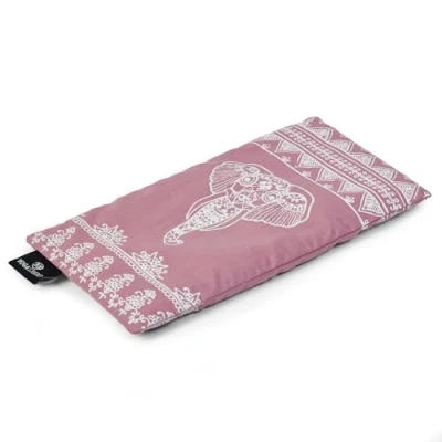 Image of Yoga Studio Organic Aztec Elephant Eye Pillow 23cm x 12/13cm, Lavender &amp; Linseed Scented for Tired Eyes, and Headaches (Dusty Pink Elephant)